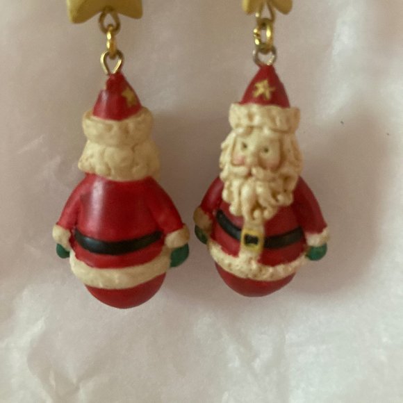 Troll Doll 1/" Russ Good Luck Christmas Angel Green//Red Pierced Earrings